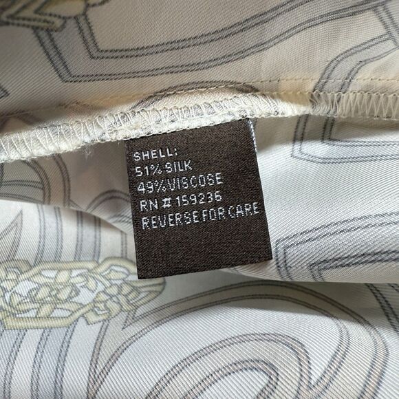 J. McLaughlin Top Womens Small Silk Geometric Long Sleeve Collared Blouse Button - Picture 5 of 9